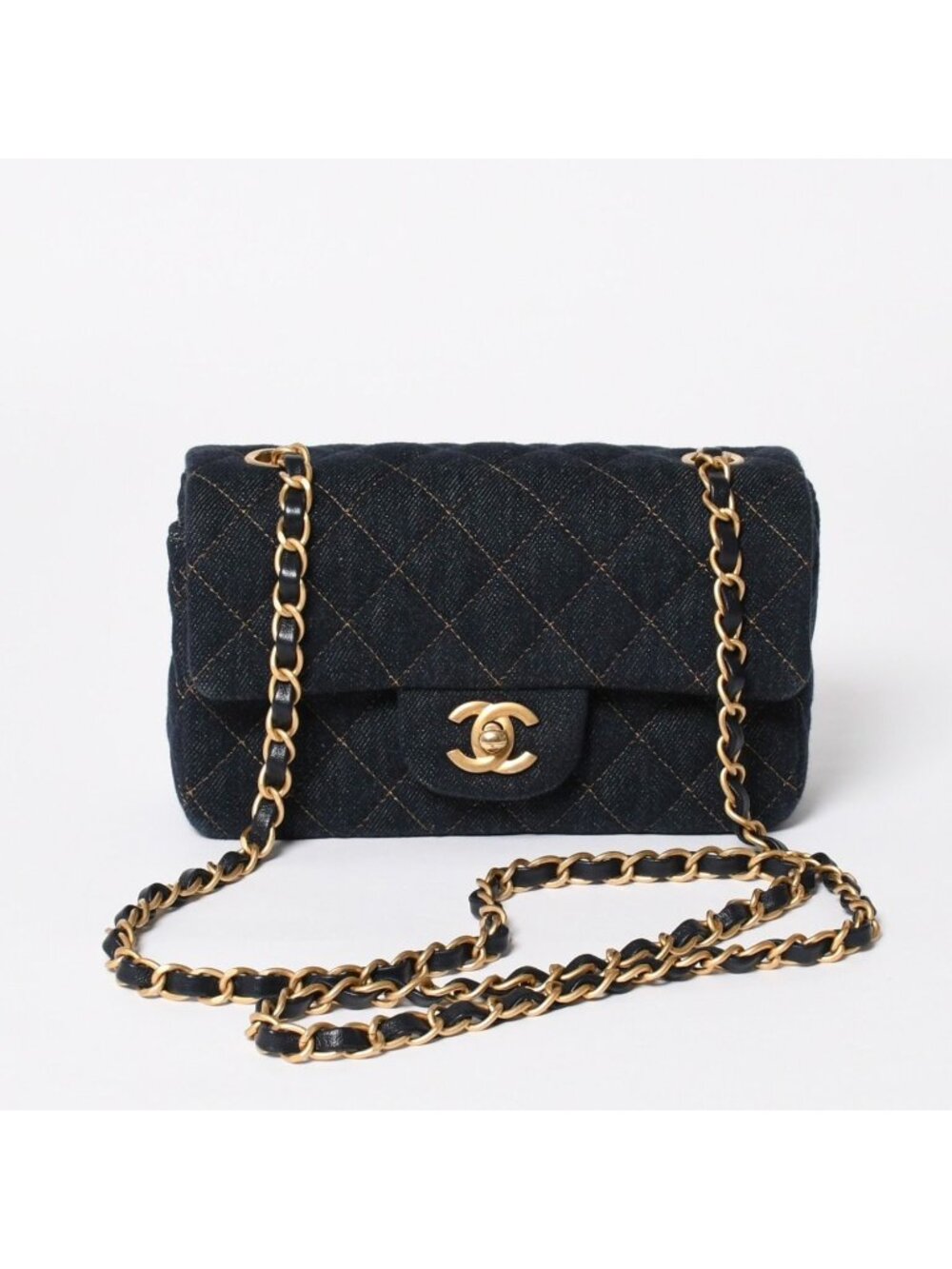 Chanel Mini Quilted 20 S Flap S Chain Shoulder Bag CC Logo Denim